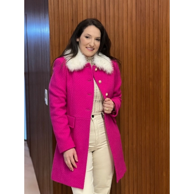 Casaco Malise Tweed Gola Em Pelo Removivel
