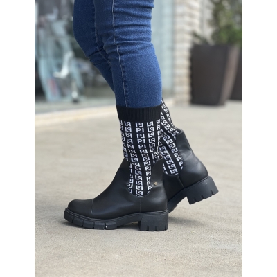 Bota Lanca Perfume Cano Alto Coturno Cano Knit Lp Meia Estampa Lp Recorte Liso