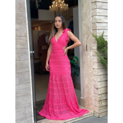 Vestido Helena Renda Com Amarracao E Decote Lateral