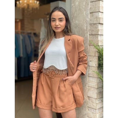 Blazer Karla Dois Botoes E Bolsos Com Lapela