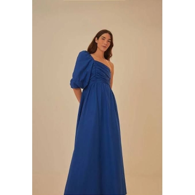VESTIDO FARM LONGO OMBRO SO FRANZIDO