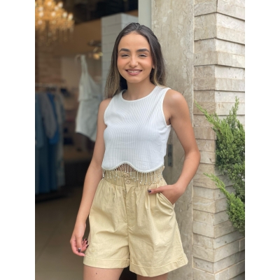 Short Bruna Com Elastico Cos E Barra Dobrada