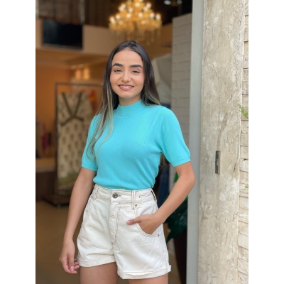 Blusa Manga Curta Canelada