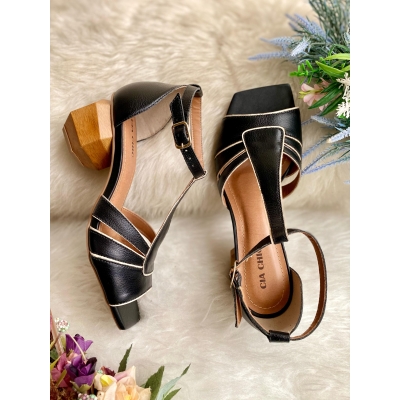 Sandalia Cia Chic Salto Geometrico 2 Tiras