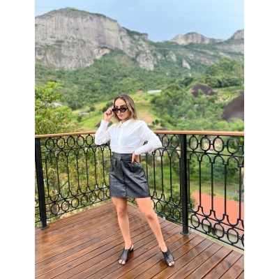 Saia Shay Courino Botões Frontal