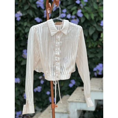 Camisa Chiffon Silver Plissado Costa