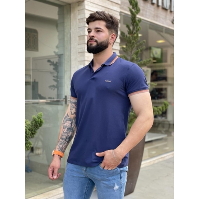 Camisa Polo Colcci Lisa Com Listras Gola E Manga