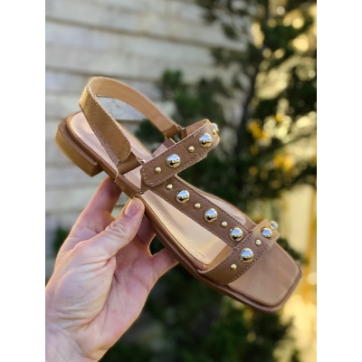 SANDALIA CIA CHIC COURO TIRAS COM STRASS