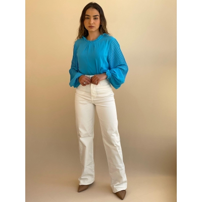 Calca Colcci Sarja Base Juliette Wide Com Barra Desfiada